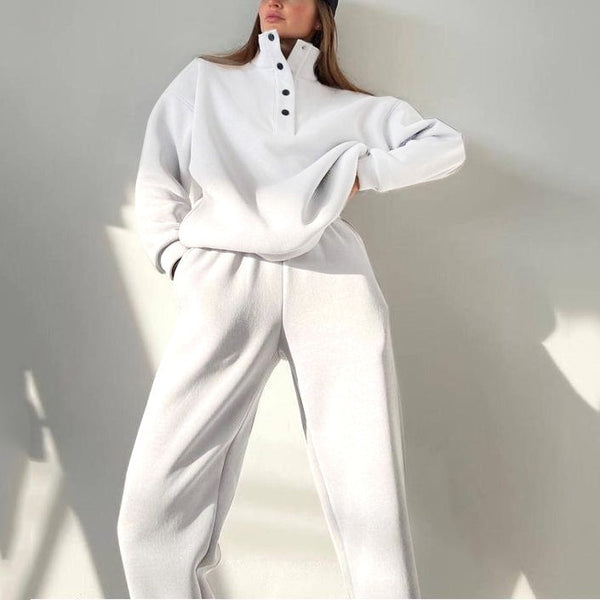 Lorven™ ❄️Kışa Özel❄️ Kadın Düğmeli Sweat & Eşofman Takımı (2 Parça)