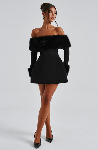 Lorven™ Villanelle Mini Elbise - Siyah