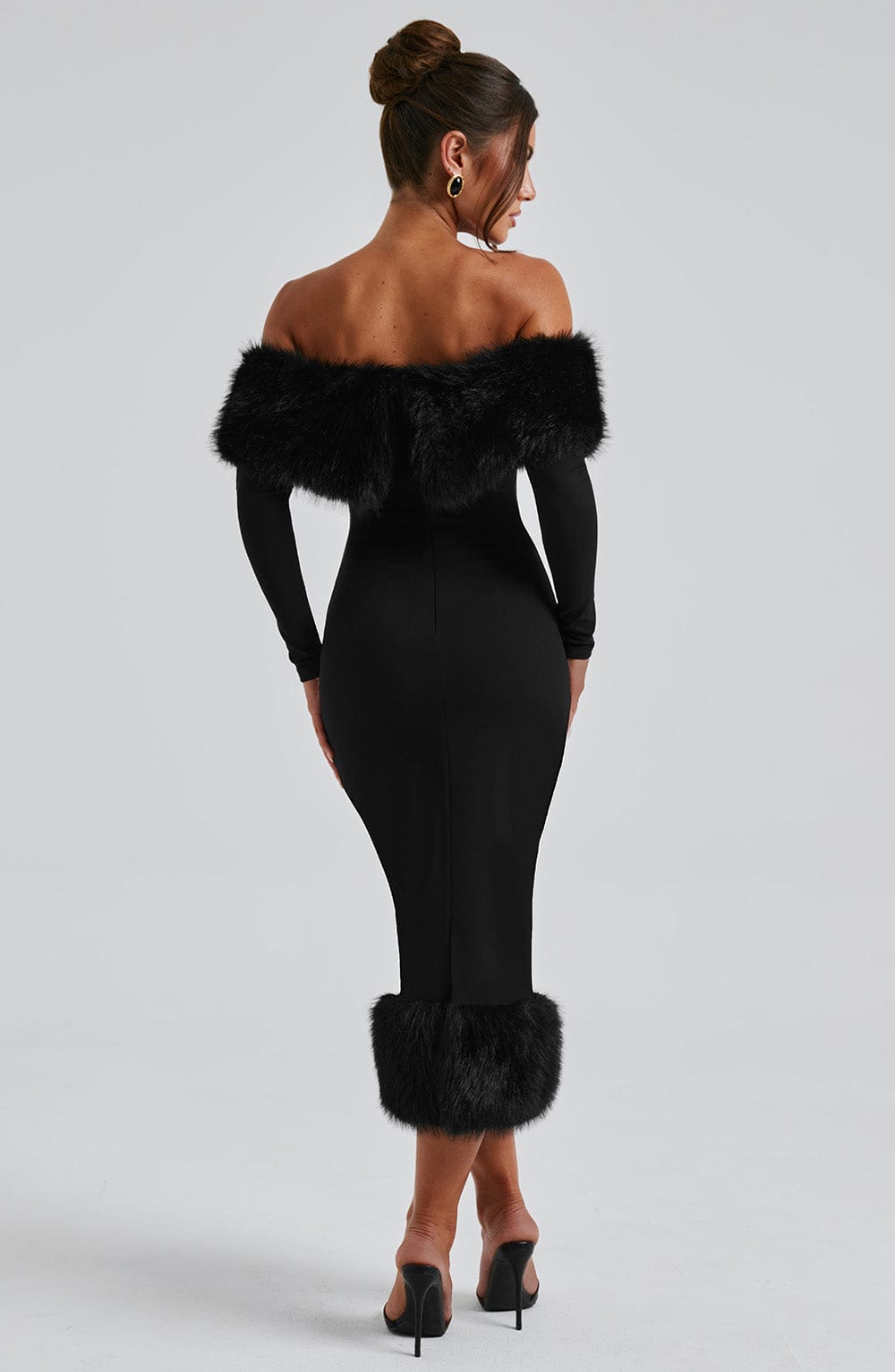 Lorven™ Vittoria Midi Elbise-Siyah